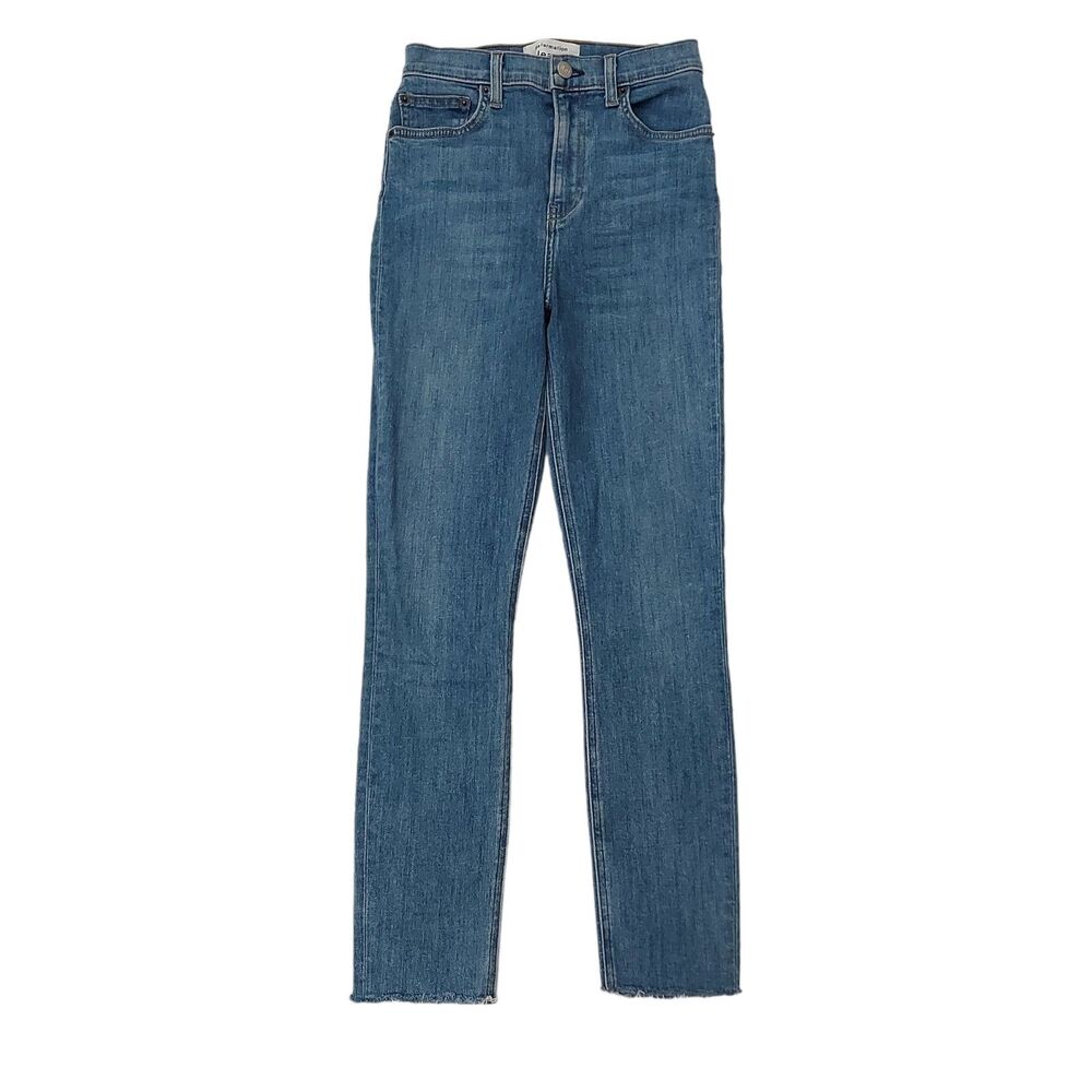 Reformation Womens 24 Blue Darwin Jeans  High Rise Skinny Crop Frayed Ankle